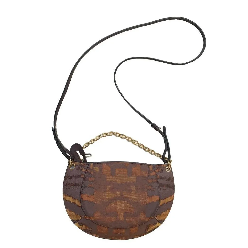 Ulla Johnson Mira Crossbody Shoulder Bag Purse Womens Brown Tiger Eye Leather